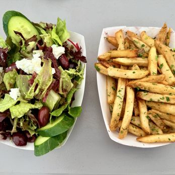Buck Bay Shellfish Farm - House Green Salad and Truffle Fries - Seafood Markets Near Me - Olga, Washington