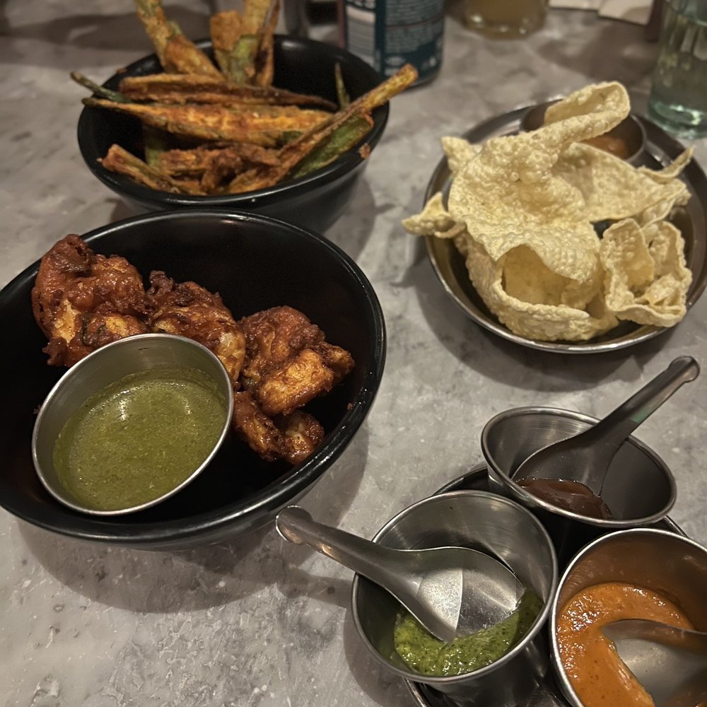 Dishoom - Okra Fries, Prawn Koliwada, Khichia & Chundo - Indian Near Me - Edinburgh, EDH Dishoom - Okra Fries, Prawn Koliwada, Khichia & Chundo - Indian Near Me - Edinburgh, EDH