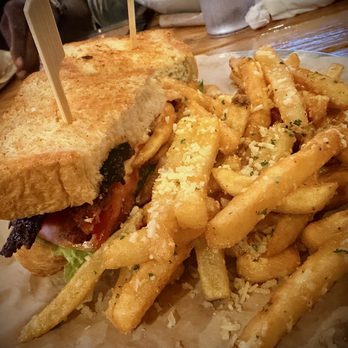 J Riley Distillery - Candied bacon BLT & Garlic Parmesan fries I believe. - Distilleries Near Me - Redlands, California