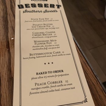 Yardbird - Dessert menu - Southern Near Me - Las Vegas, Nevada
