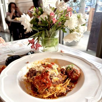 Buona Forchetta - Baked lasagna with a side of meatball - Italian Near Me - Newport Beach, California