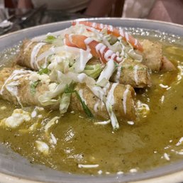 Chicken enchiladas in verde sauce
