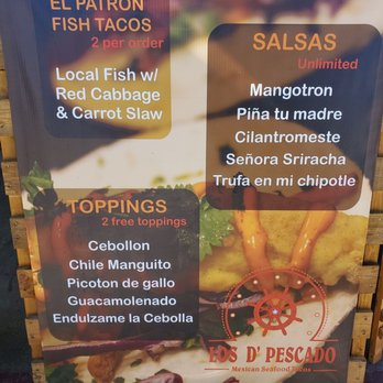 Los D Pescado - a menu for a mexican restaurant - Mexican Near Me - Hollywood, Florida