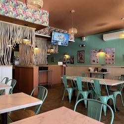 La Vaca Birria - Seating within the Mexican restaurant.