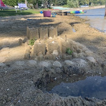All Seasons Resort - Sand castle on the beach at the resort! - Fishing Near Me - Carp Lake, Michigan