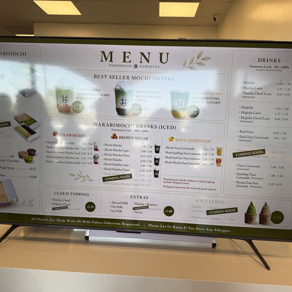 Warabimochi Kamakura - Menu. Lots of items coming soon/not available during grand opening. - Desserts Near Me - Torrance, California Warabimochi Kamakura - Menu. Lots of items coming soon/not available during grand opening. - Desserts Near Me - Torrance, California