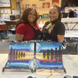 Finished canvas set! Was supposed to be a date night theme but I came with my sister
