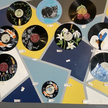 Yellow Mug Coffee Lounge - vinyl art wall (for sale!) - artist Hannah Goodpasture - Coffee & Tea Near Me - Weaverville, North Carolina