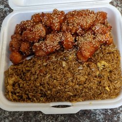 Orange & Chicken - Sesame chicken and chicken fried rice