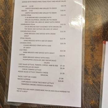 Caprock Cafe - Lunch/supper menu (side 1) - Restaurants Near Me - Dickens, Texas