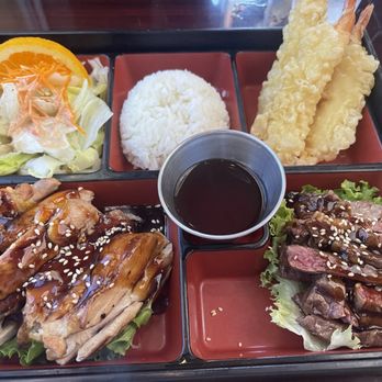 Ginza Sushi - Bento box Chicken Teriyaki Entree, Beef Teriyaki Entree, & Tempura - Shrimpshrimp - Sushi Bars Near Me - San Jose, California Ginza Sushi - Bento box Chicken Teriyaki Entree, Beef Teriyaki Entree, & Tempura - Shrimpshrimp - Sushi Bars Near Me - San Jose, California