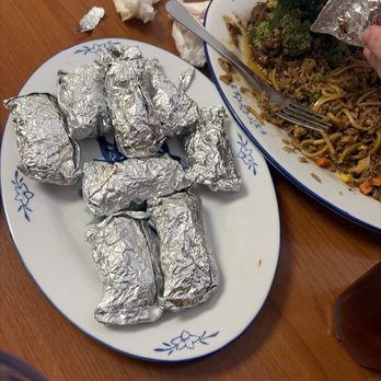 Bamboo Garden - Tin foil chicken and Beef Broccoli combo plate D9 - Chinese Near Me - Oakdale, California