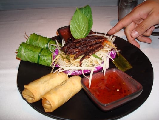 Photo of Bong Su - San Francisco, CA, US. Appetizer for two ( we could not resist the tea leaf beef so it was gone before this picture was taken)