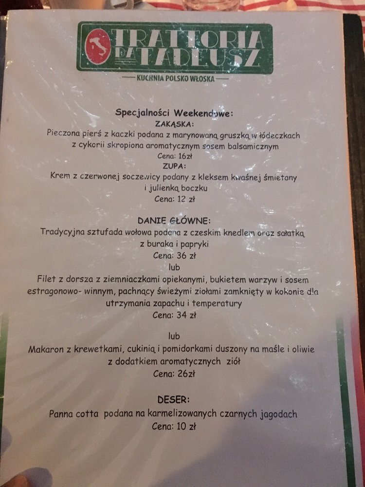 TRATTORIA DA TADEUSZ - Bielsko-Biala, Saarland - Italian - Yelp