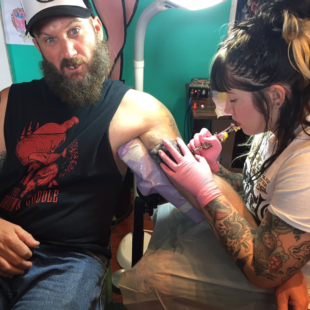 Purple Heart Tattoo - Bf Being silly while getting a tattoo! - Tattoo Near Me - Knoxville, Tennessee Purple Heart Tattoo - Bf Being silly while getting a tattoo! - Tattoo Near Me - Knoxville, Tennessee
