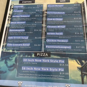 Blu Bistro and Bar - Menu - Pizza Near Me - Marathon, Florida