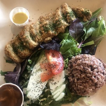 Peace Café - Tempeh katsu plate - Vegan Near Me - Honolulu, Hawaii Peace Café - Tempeh katsu plate - Vegan Near Me - Honolulu, Hawaii