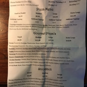 The Pit Stop - a pizza menu on a piece of paper - Diners Near Me - Tidioute, Pennsylvania The Pit Stop - a pizza menu on a piece of paper - Diners Near Me - Tidioute, Pennsylvania
