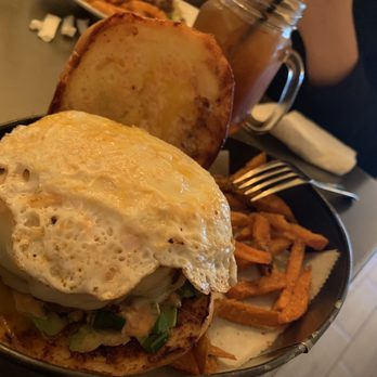 The KOVA - Kova burger with Sautéed onions, cheddar cheese, fried egg and avocado. She potato fries on the side. Absolute perfection!!! - Breakfast & Brunch Near Me - Staten Island, New York The KOVA - Kova burger with Sautéed onions, cheddar cheese, fried egg and avocado. She potato fries on the side. Absolute perfection!!! - Breakfast & Brunch Near Me - Staten Island, New York