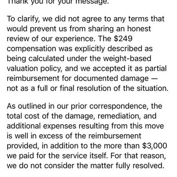 4US Moving - Our response to the offer of money (they eventually offered more) - Movers Near Me - Los Angeles, California