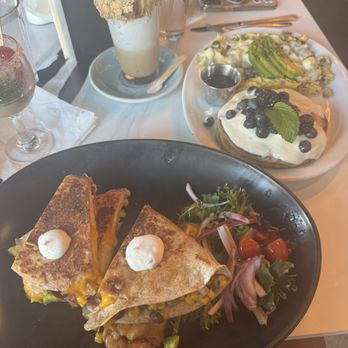 Bistro Cafe - Quesadilla Mexicana and veggie omelette and blueberry pancakes - Breakfast & Brunch Near Me - Miami, Florida Bistro Cafe - Quesadilla Mexicana and veggie omelette and blueberry pancakes - Breakfast & Brunch Near Me - Miami, Florida