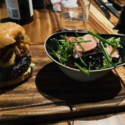 The Meat & Wine Co - Burger with house salad.