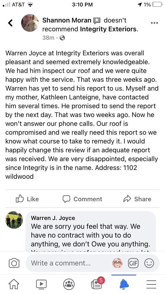 Slide of Integrity Exteriors