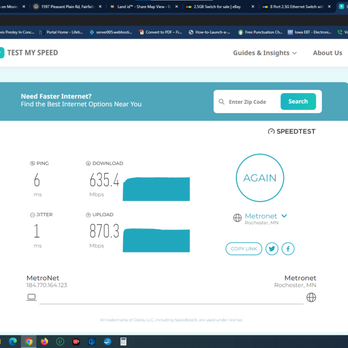 MetroConnect Latino - Pay for 1G service and get this!!  Their brochure states and average of 943.85.  FAR FROM IT!  Worse than mediacom, and THAT's BAD!! - Internet Service Providers Near Me