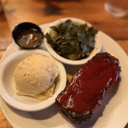 The Black Cow - Meatloaf, collard greens and mashed potatoes