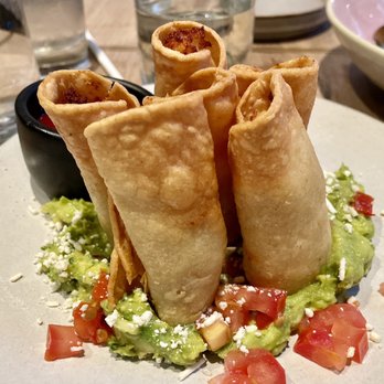 Perdida - Mexican Kitchen - Potato Flautas (whipped potatoes, queso Oaxaca, tomato, guacamole, cotija, red chile sauce) $13.00 - Mexican Near Me - Denver, Colorado