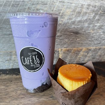 Cafe 86 - Ube Monster and ube leche flan cupcake - Desserts Near Me - Artesia, California