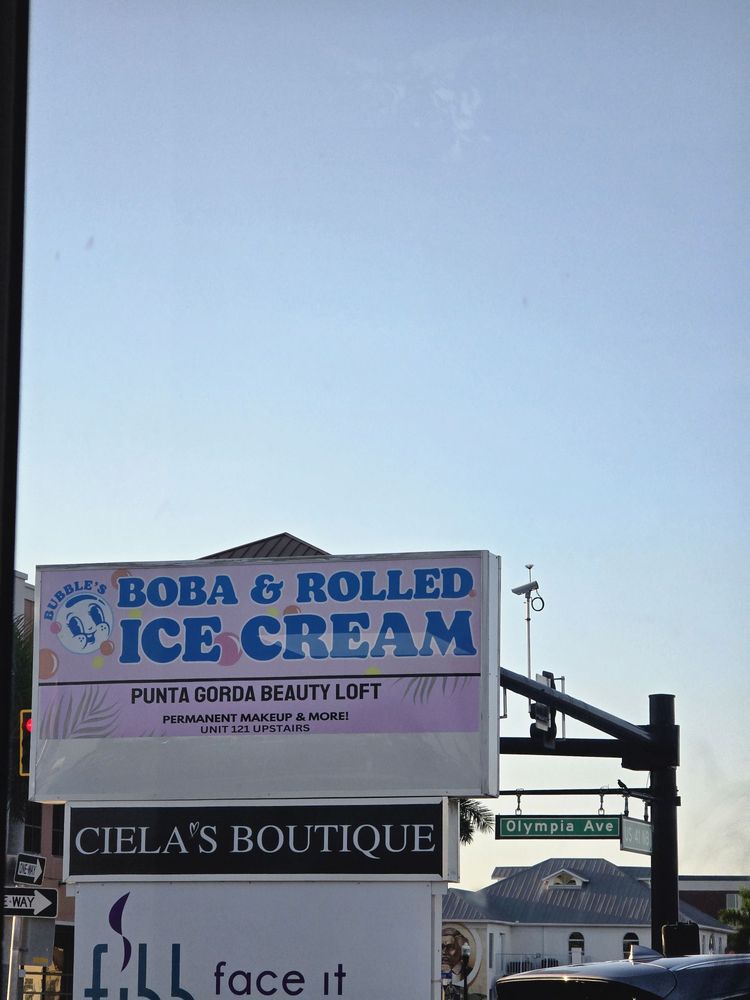 Bubble’s Boba And Rolled Ice Cream Logo