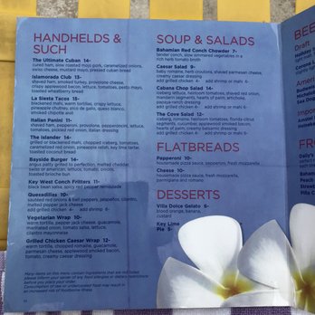 La Siesta Resort & Villas - Pool bar menu - Resorts Near Me - Islamorada, Florida La Siesta Resort & Villas - Pool bar menu - Resorts Near Me - Islamorada, Florida