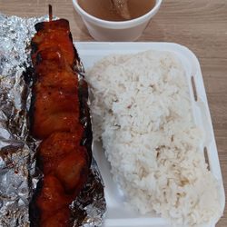 Lisa's Filipino Cuisine - 12/14/2024.  BBQ chicken on the stick, 4/5 stars.  Sinigang broth, 4/5 stars.