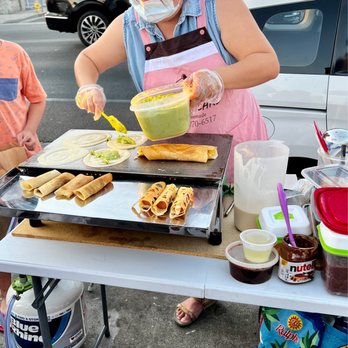Thai Night Market - Pandan crepes. There are other options for fillings - Street Vendors Near Me - Los Angeles, California Thai Night Market - Pandan crepes. There are other options for fillings - Street Vendors Near Me - Los Angeles, California