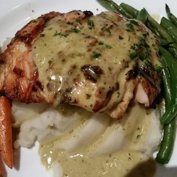 Cafe Santorini - Grilled Salmon over Mash Potato - Italian Near Me - Pasadena, California