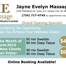 Jayne Evelyn Massage - Grand Opening Special in the Month of June!