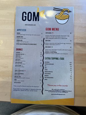 Menu photo 2 Gom Ramen El Paso, TX