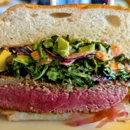 Close up of the West Coast Steak Sandwich
