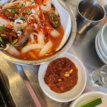Jae Bu Do - Cold Spicy Shrimp Cabbage Salad - complementary appetizer - Korean Near Me - Los Angeles, California