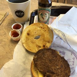 For a twist on Steak, Egg and Cheese Bagel, skip the cheese & add Pickapeppa (or A-1) sauce...You'll have steakhouse taste on a bagel!