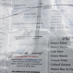 Jalen's - Menu Most recent menu from today 11/06/20. Sorry for the glare
