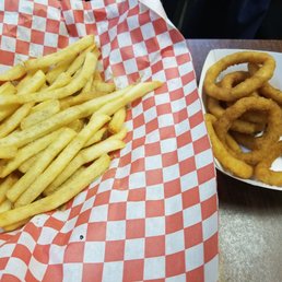 Fries and onion rings Fries and onion rings