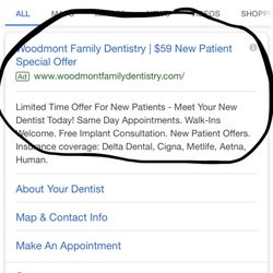 Woodmont Family Dentistry - Total Bullsh!t if you go there and they don't ask for more money the The 59.00 call me I'll pay for you visit!