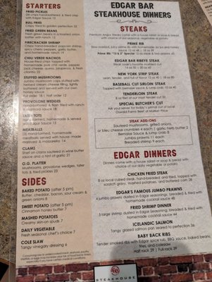 Menu photo 1 Edgar Bar Edgar, MT