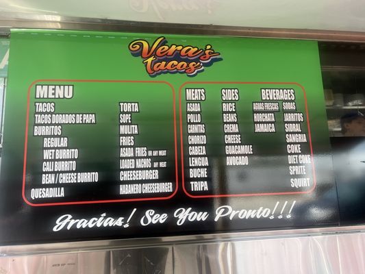 Menu photo 2 Vera's Tacos Long Beach, CA