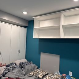 Finished garage new closets and shelving
