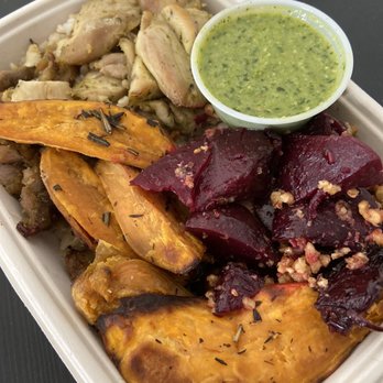 Real Food Eatery - Lemon Herb Chicken With brown rice, beets, and Roasted Sweet Potatoes - American Near Me - Philadelphia, Pennsylvania