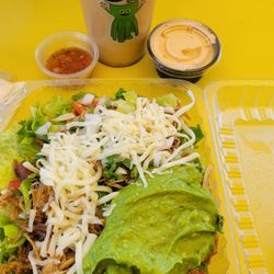 The Carnitas Taco Salad and Horchata..