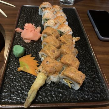 Hot Sake Sushi Bar & Kitchen - Two rolls: Top Spicy Tuna and below was volcano roll - Sushi Bars Near Me - Green Bay, Wisconsin